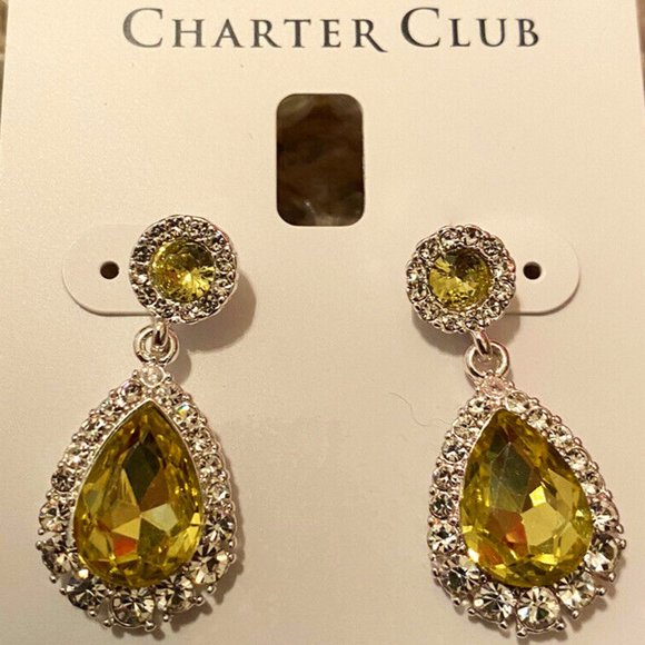 Charter Club Jewelry - CHARTER CLUB CANARY YELLOW CRYSTAL DROP EARRINGS